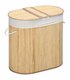 100L Bamboo Laundry Basket w/ 2 Compartments Washing Baskets Natural HOMCOM