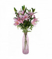 100cm Artificial Pink Lily Flower Arrangement Glass Vase