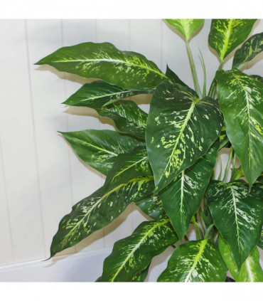 Artificial Plant Tree 100cm Large Fox's Aglaonema with Copper Metal Planter