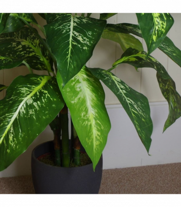 100cm Large Fox's Aglaonema (Spotted Evergreen) Tree Artificial Plant with Copper Metal Planter