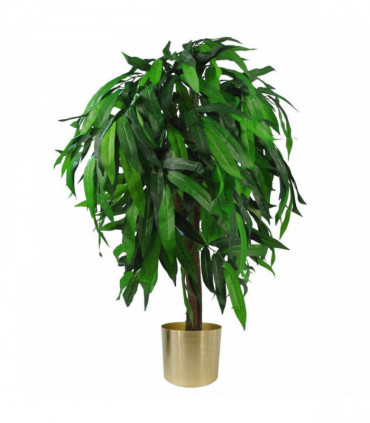 100cm Leaf Design UK Artificial Realistic Mango Plant / Tree Green Gold