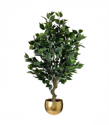 100cm Leaf Realistic Artificial Ficus Tree / Plant Bush Ficus Gold Curve Planter
