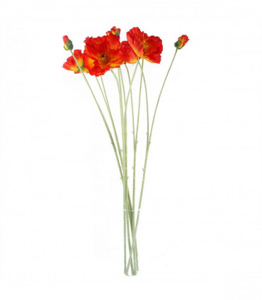 Artificial Flower Arrangement Red Glass Silk Diamond Fern 100cm Poppy White Blo