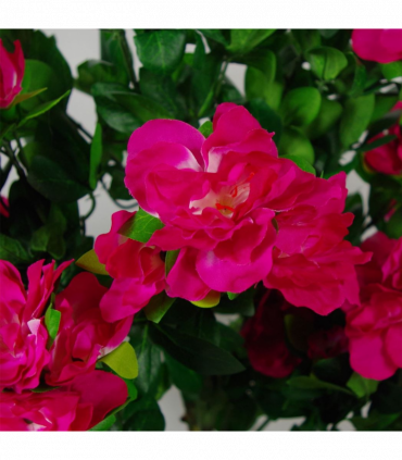 100cm Premium Artificial Azalea Pink Flowers Potted Plant with Copper Metal Planter