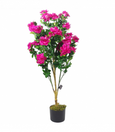 100cm Premium Artificial Azalea Pink Flowers Potted Plant with Gold Metal Planter