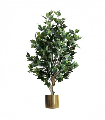 100cm Premium Artificial Ficus Twist Tree Gold Planter