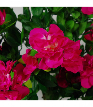 Artificial Azalea Pink Flowers Potted Plant 100cm with Copper Metal Planter