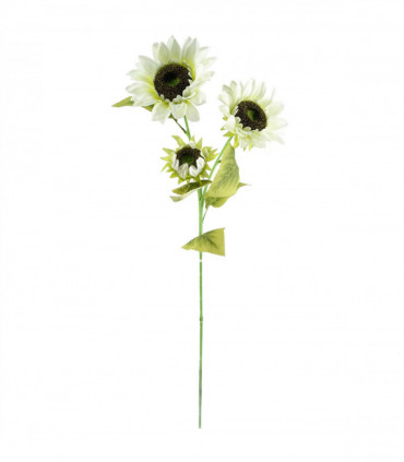 Artificial Sunflower Arrangement Glass Vase White 100cm Tall Diamond Palm Leaf