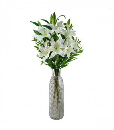 100cm White Lily and Fern Display Glass Vase