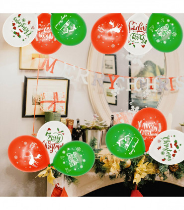 100pcs Christmas Party Balloons Decoration Set 12in Latex Xmas Balloons