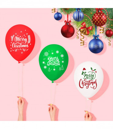 100pcs Christmas Party Balloons Decoration Set 12in Latex Xmas Balloons
