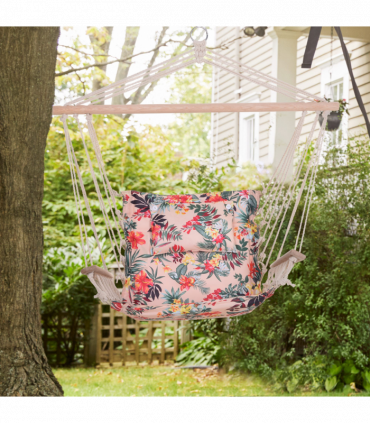 Hanging Hammock Chair Stripe Flowers Pattern Floral 100x106cm Thick Rope