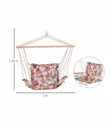 Hanging Hammock Chair Stripe Flowers Pattern Floral 100x106cm Thick Rope