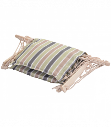 100x106cm Hanging Hammock Chair Thick Rope Frame Pillow Wooden Arms Stripes