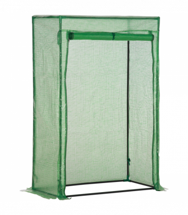 Greenhouse PE Cover 100x50x150cm Green Steel Plastic Zipped Roll-up Door