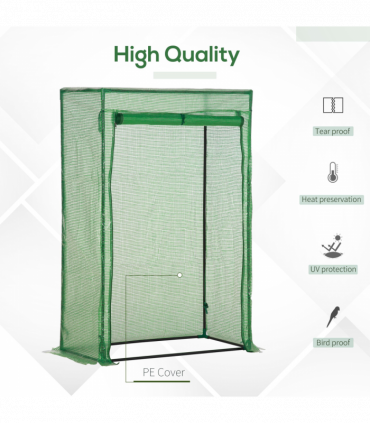 Greenhouse PE Cover 100x50x150cm Green Steel Plastic Zipped Roll-up Door