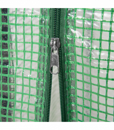 Greenhouse PE Cover 100x50x150cm Green Steel Plastic Zipped Roll-up Door