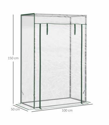 Greenhouse Steel PVC Green 100x50x150cm Outdoor Garden Tall Narrow Roll-up Door