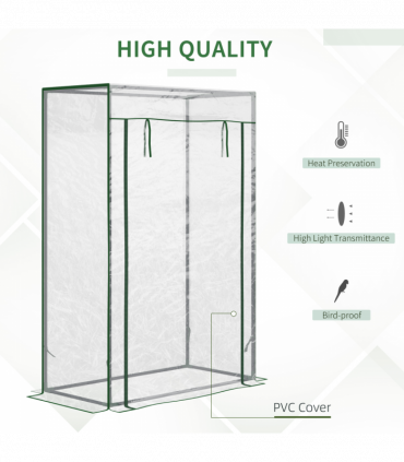 Greenhouse Steel PVC Green 100x50x150cm Outdoor Garden Tall Narrow Roll-up Door