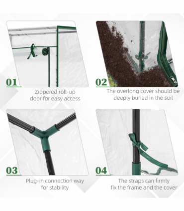 Greenhouse Steel PVC Green 100x50x150cm Outdoor Garden Tall Narrow Roll-up Door