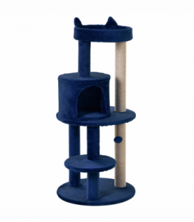 Cat Activity Tree  Deluxe Blue Cat Tree w/ Scratching Posts Ear Perch House