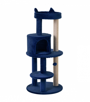 Cat Activity Tree  Deluxe Blue Cat Tree w/ Scratching Posts Ear Perch House
