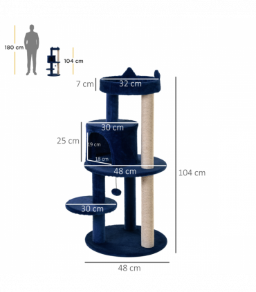 Cat Activity Tree  Deluxe Blue Cat Tree w/ Scratching Posts Ear Perch House