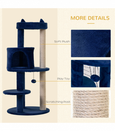 Cat Activity Tree  Deluxe Blue Cat Tree w/ Scratching Posts Ear Perch House