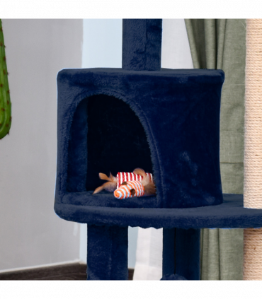 Cat Activity Tree  Deluxe Blue Cat Tree w/ Scratching Posts Ear Perch House