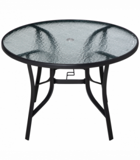 Garden Dining Table  Tempered Glass Top Steel Frame 106.5cm x 106.5cm x 71cm