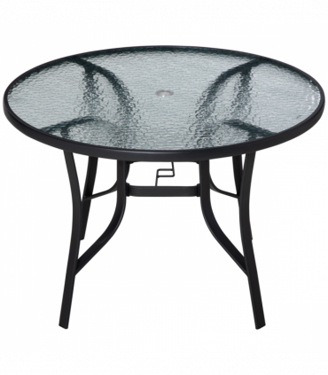 Garden Dining Table  Tempered Glass Top Steel Frame 106.5cm x 106.5cm x 71cm