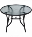 Garden Dining Table  Tempered Glass Top Steel Frame 106.5cm x 106.5cm x 71cm