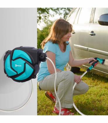 10M Water Hose Reel Compact Garden Car Locking Auto Retract Spray Durhand