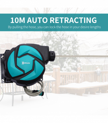 10M Water Hose Reel Compact Garden Car Locking Auto Retract Spray Durhand
