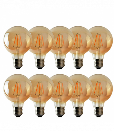 LED Dimmable Bulb G95 E27 4W 2700K Amber Glass Metal Vintage Light Bulbs 10Pack