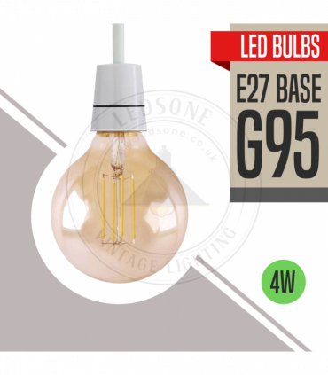 LED Dimmable Bulb G95 E27 4W 2700K Amber Glass Metal Vintage Light Bulbs 10Pack