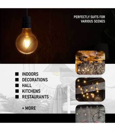 LED Dimmable Bulb G95 E27 4W 2700K Amber Glass Metal Vintage Light Bulbs 10Pack