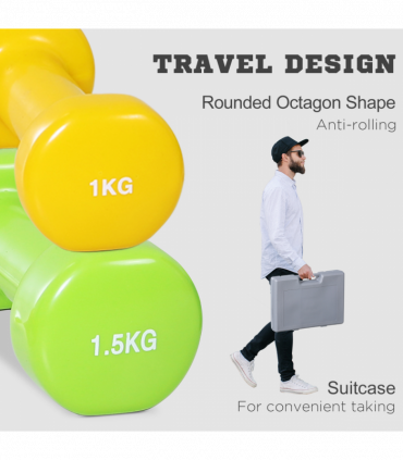 10kg Colourful Dumbbell Weights Set Home Exercising Toning w/ Case Gym HOMCOM