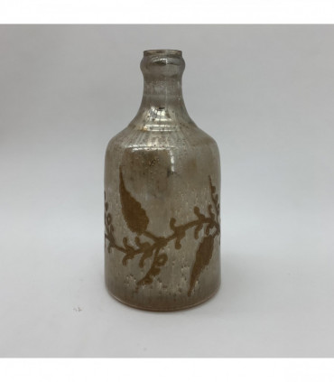 11" ANTIQUE SILVER GLASS DECORATIVE VASE