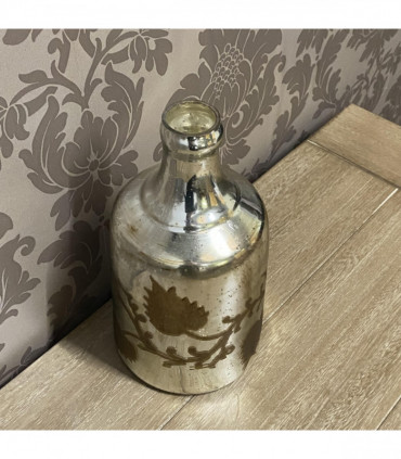 11" ANTIQUE SILVER GLASS DECORATIVE VASE