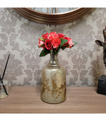 11" ANTIQUE SILVER GLASS DECORATIVE VASE