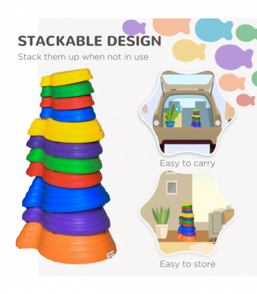 Kids 11-Piece Fish Shaped Balance Stepping Stones - Multicoloured