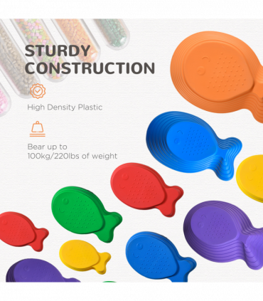 Kids 11-Piece Fish Shaped Balance Stepping Stones - Multicoloured