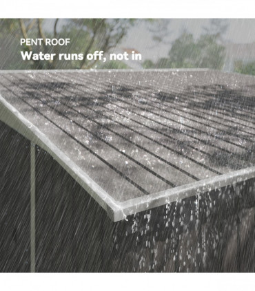 11.3 x 9.2ft Steel Garden Shed Metal Tool House Double Doors & 2 Air Vents, Grey