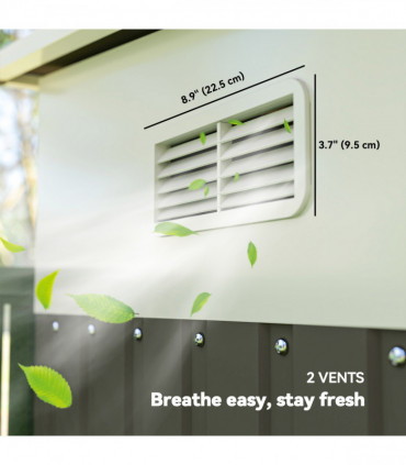 11.3 x 9.2ft Steel Garden Shed Metal Tool House Double Doors & 2 Air Vents, Grey