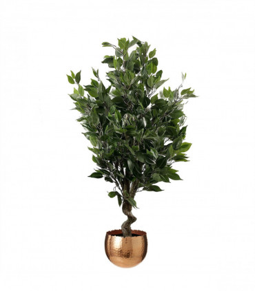 110cm Artificial Evergreen Ficus Tree Copper Curve Planter