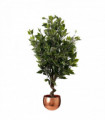110cm Artificial Evergreen Twist Ficus Tree Copper Curve Planter