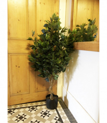 110cm Artificial Evergreen Twist Ficus Tree Copper Curve Planter