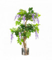 110cm Artificial Purple Wisteria Tree with Silver Metal Planter