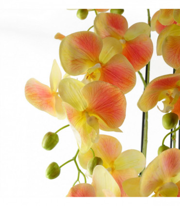 110cm Large Yellow Peach Orchid Plant - Artifcial - 41 REAL TOUCH flowers